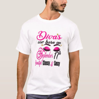 Kvinnorna Divas föds den 17 september Våg T Shirt