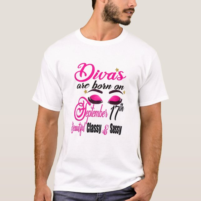 Kvinnorna Divas föds den 17 september Våg T Shirt (Framsida)