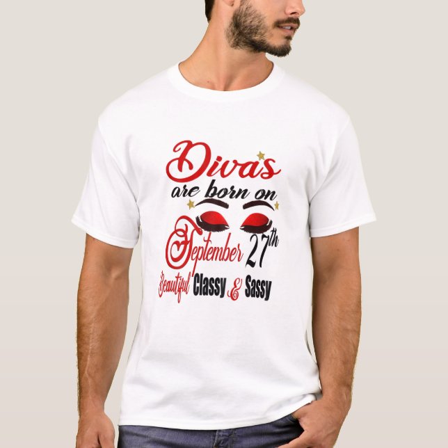 Kvinnorna Divas föds den 27 september T Shirt (Framsida)