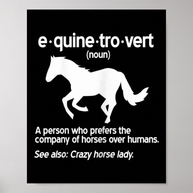 Kvinnorna Equinetrovert Definition Equine Horse Da Poster (Framsidan)