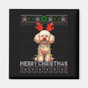 Kvinnorna God jul Pudel Hund älskare Ugly Julafton Magnet