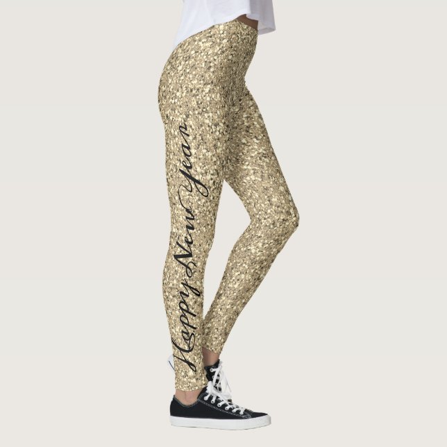 Kvinnorna gott nytt år Guld Glitter Party Leggings (Höger)