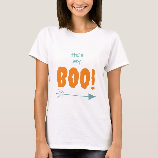 Kvinnorna Halloween T-Shirts - han är min Boo! (Framsida)