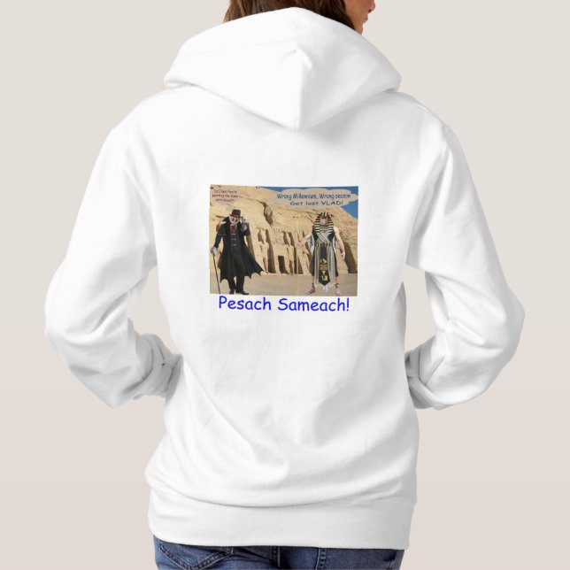Kvinnorna hoodie. Lycklig Pesach. loris/apa T Shirt (Baksida)