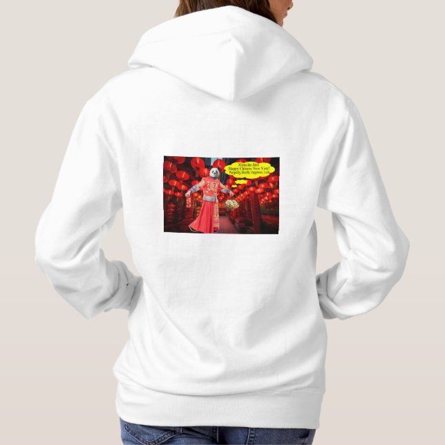 Kvinnorna hoodie. Nya året för kinesiska lycklig:  T Shirt (Baksida)