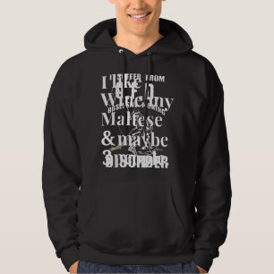 Kvinnorna i hundägare vin älskare vid Maltese mana Hoodie