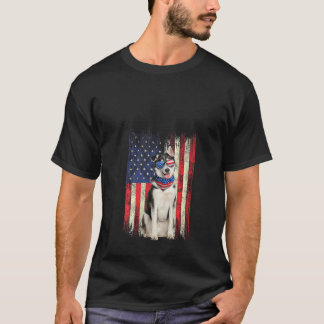 Kvinnorna i Siberian husky, Amerikanska Flagga 4:e T Shirt