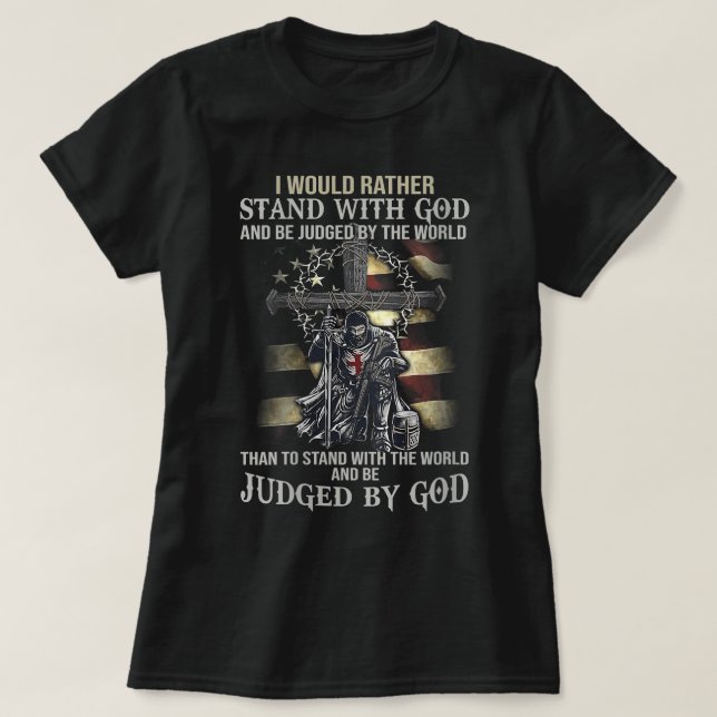 Kvinnorna Jesus Kor Knight Mallställ med Gud J T Shirt (Design framsida)