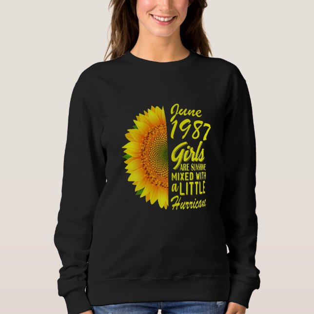 Kvinnorna juni Flickor 1987 Solrosblommor 35e föde T Shirt (Framsida)