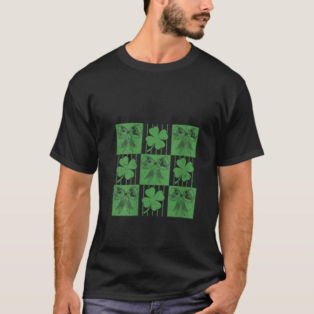 Kvinnorna Retro kontrollerade St Patrick's Day Coq T Shirt (Framsida)