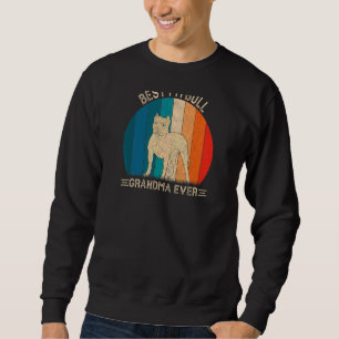 Kvinnorna Retro Pitbull Hund design för mormor Mot Lång Ärmad Tröja