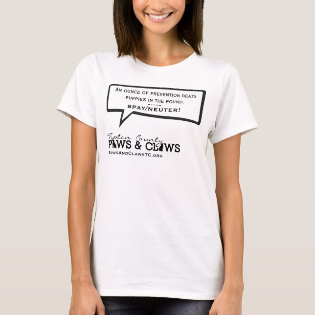 Kvinnornas enkla tee. Spay/Neuter! Tassar och Klo. T-shirt (Framsida)