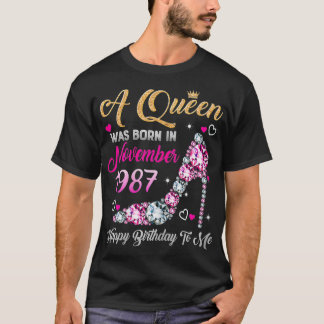 Kvinnors 33:e födelsedag drottning november 1987 L T Shirt