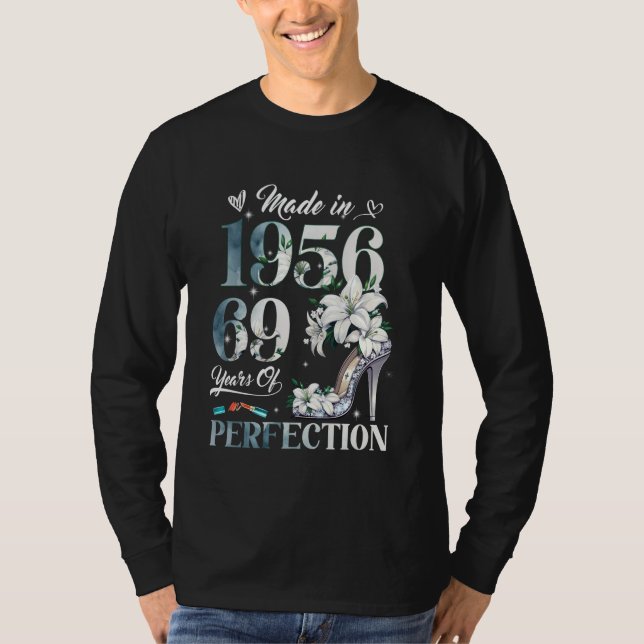 Kvinnors 69:e Blommigt på födelsedagen 1956 Gåvor  T Shirt (Framsida)