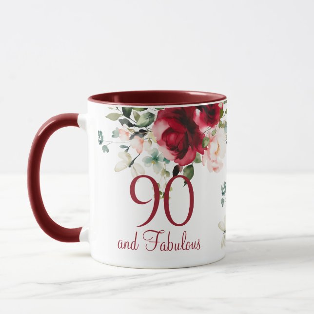 Kvinnors 90-årsdag Blommig Mugg (Vänster)