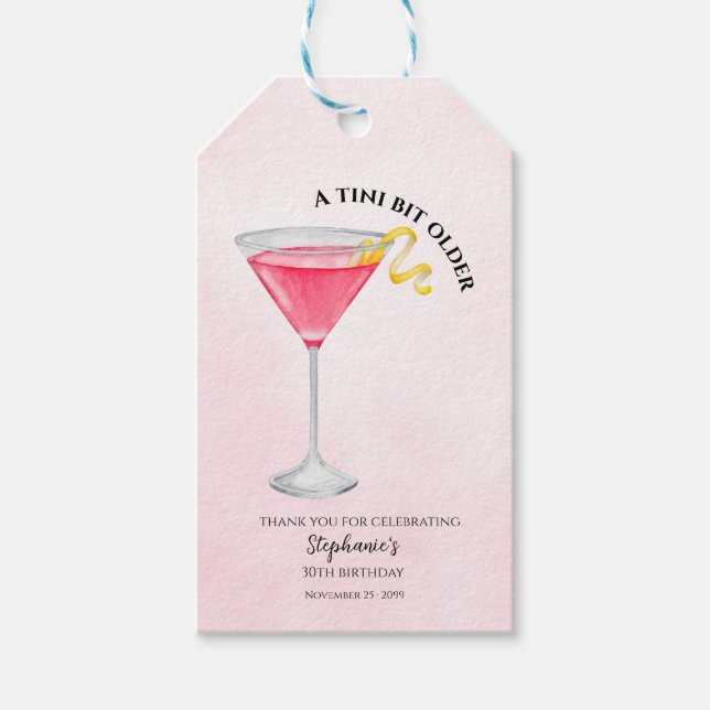 Kvinnors A Lite Äldre Rosa 30-års Födelsedag Presentetikett (Framsidan)