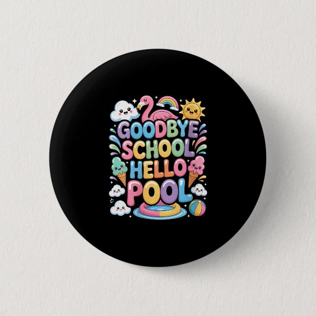 Kvinnors adjö skola hej pool sommarlov knapp (Framsida)