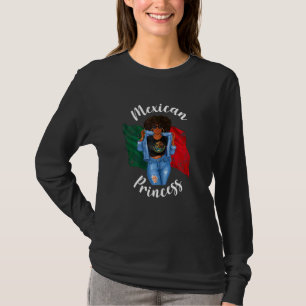 Kvinnors Afro Mexikansk Prinsessa Mexiko Flagga Af T Shirt