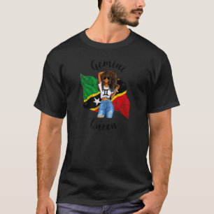 Kvinnors Afro St Kitts & Nevis Gemini Drottning Af T Shirt
