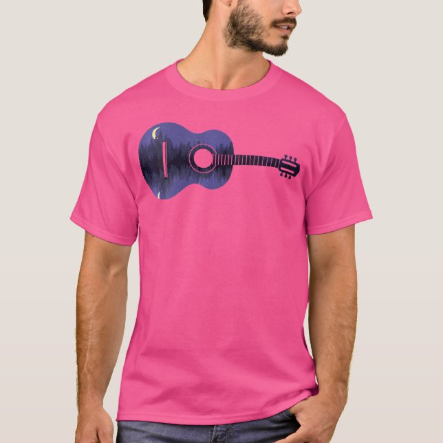 Kvinnors akustiska gitarr nattetid liggande t shirt (Framsida)