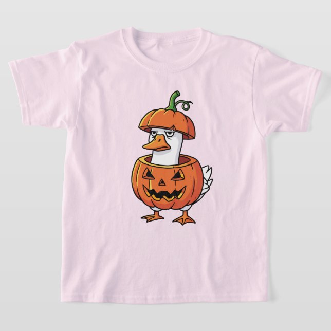 Kvinnors Anka Pumpkin Halloween Tee Shirts. (Laydown)