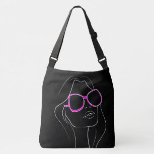 Kvinnors Ansikte i Rosa Sunglasses Black Retro Axelväska