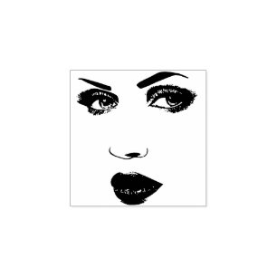 Kvinnors Ansikte profilmakeup Beauty Modern Art Stämpel