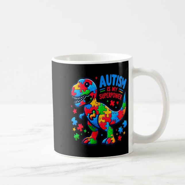Kvinnors Autism - Dinosaurie - Pussel - Båge - Aut Kaffemugg (Höger)