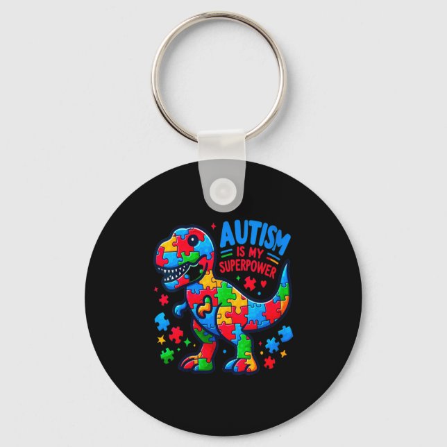 Kvinnors Autism - Dinosaurie - Pussel - Båge - Aut Nyckelring (Framsida)