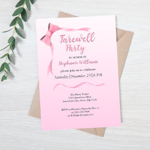 kvinnors avsked elegant rosa rosett fest inbjudningar
