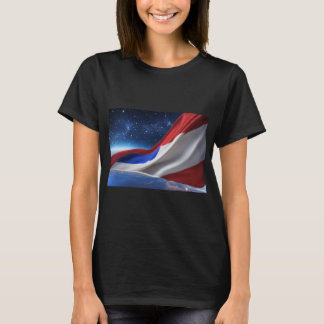Kvinnors Basic T-Shirt med USA Flagga Logotyp