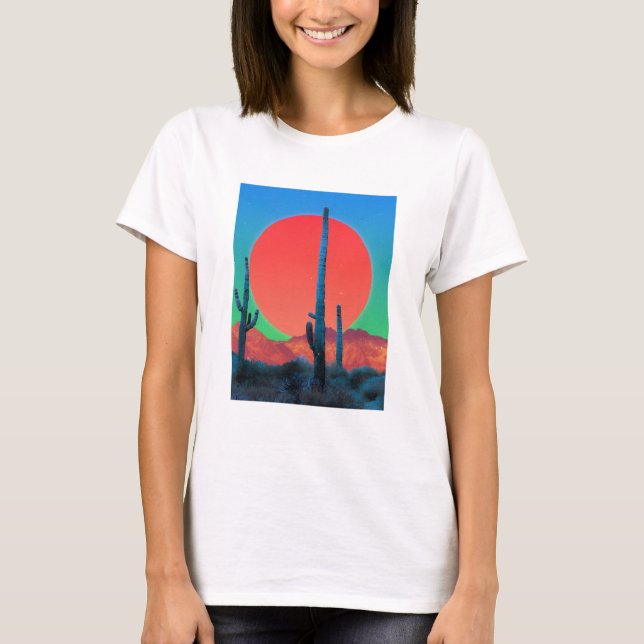 Kvinnors Basic T-Shirt Solnedgång (Framsida)