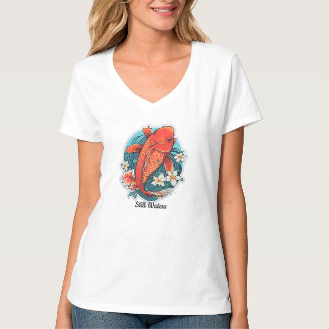 Kvinnors Basic V-ringad T-shirt (Framsida)