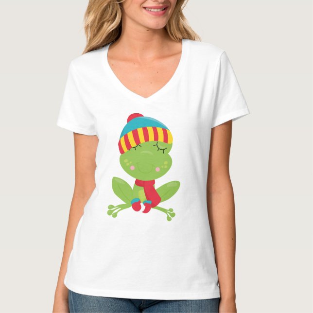 Kvinnors Basic V-ringad T-shirt (Framsida)