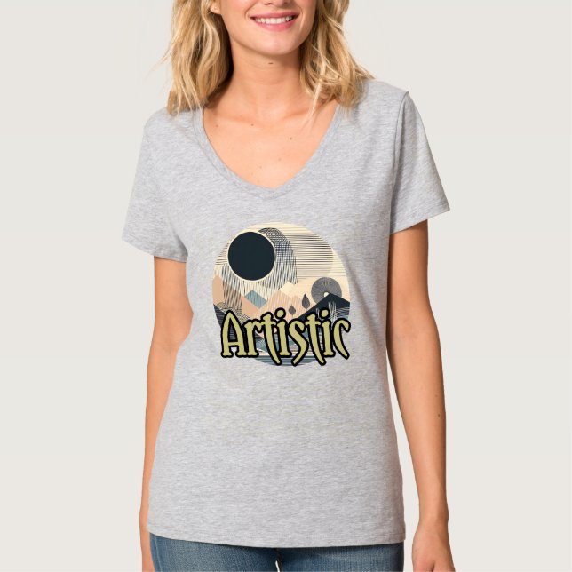 Kvinnors Basic V-ringad T-shirt (Framsida)