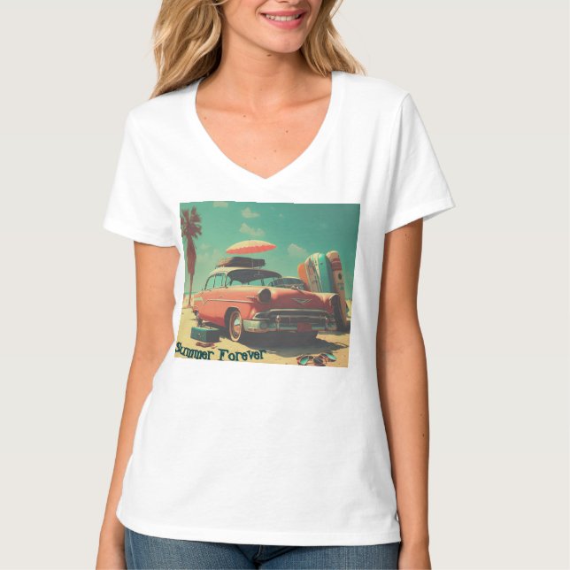 Kvinnors Basic V-ringad T-Shirt  (Framsida)