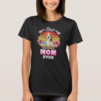 Kvinnors bästa Hund Mamma någonsin Beagle Blommigt T Shirt