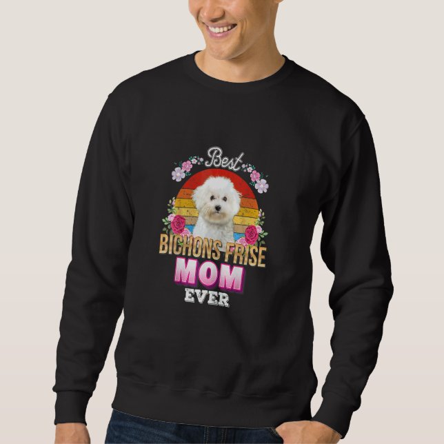 Kvinnors bästa Hund Mamma någonsin - Blommigt åter Lång Ärmad Tröja (Framsida)