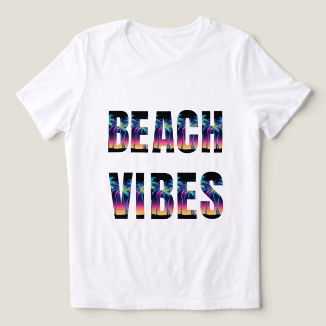 Kvinnors Beach Vibes T Shirt (Design Framsida)