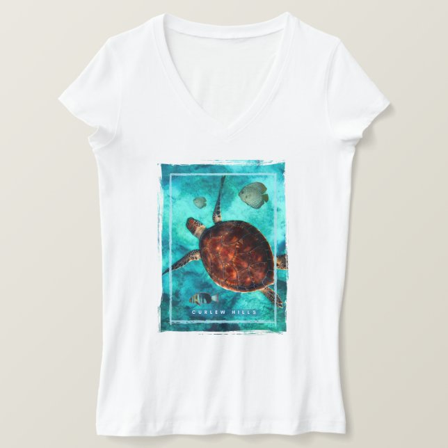 Kvinnors Bella V-Nacke Turtle Shirt T Shirt (Design framsida)