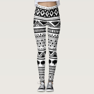 Kvinnors beningar Boho Buffalo Tribal Mönster Bohe Leggings