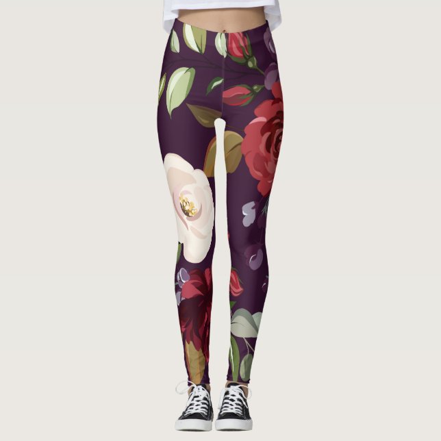 Kvinnors bensin Plum Lila Ro Guld Geometric Leggings (Framsida)
