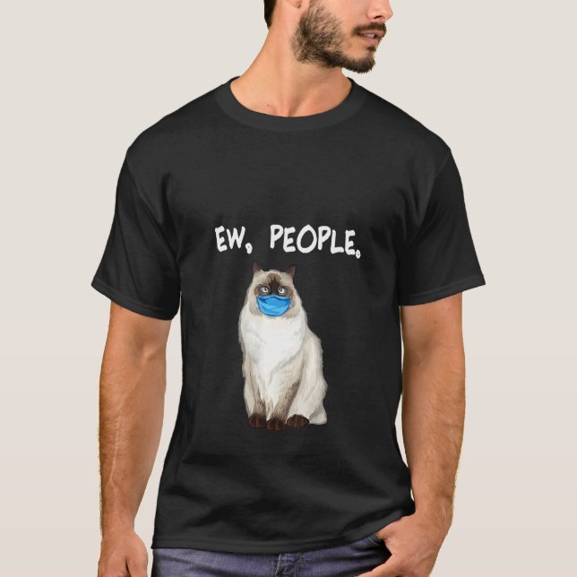 Kvinnors Birman Ew Människor  Katt Som Bär Ansikts T Shirt (Framsida)