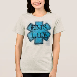 Kvinnors blå EMS-stjärna i livet T Shirt