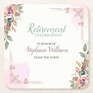 Kvinnors Blommigt Klassisk Elegant Pension Party Underlägg Papper Kvadrat