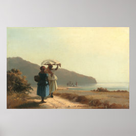 Kvinnors chatt till sjöss - Camille Pissarro Fine Poster