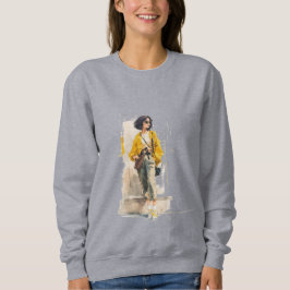 Kvinnors Chic Mode Tjej Gul Jacka Akvarell T Shirt