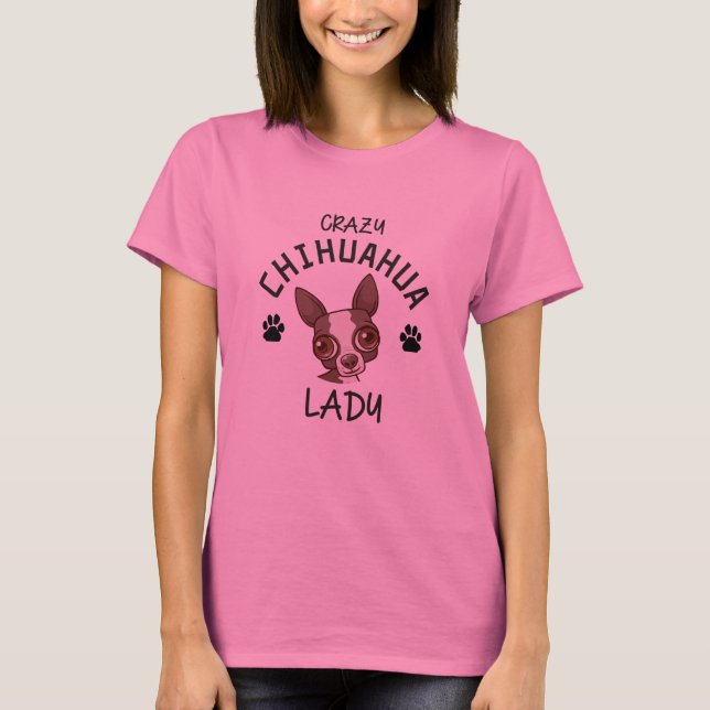 Kvinnors Chihuahua Dam T Shirt (Framsida)