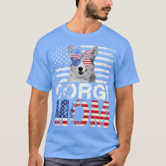 Kvinnors Coola Corgi Mamma USA flagga Patriotic Ma T Shirt