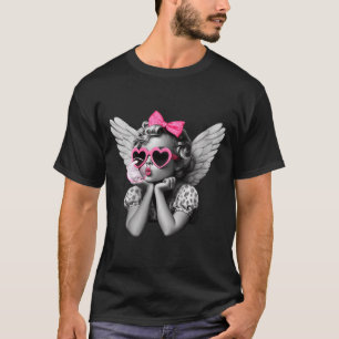 Kvinnors Cupid Blåser Bubbla Hjärtas Singlar Leopa T Shirt